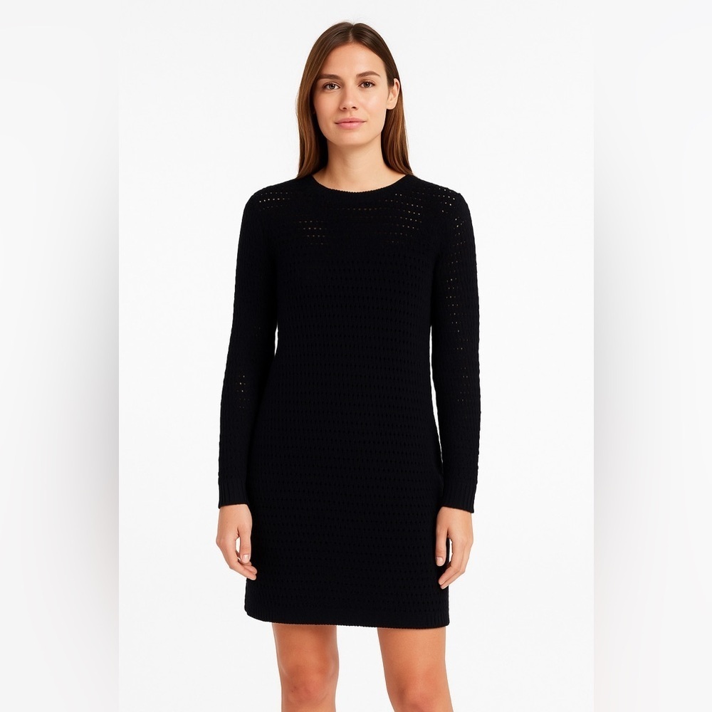 NWT Boden Womens Black Crochet Knit Midi  Dress Size 8
